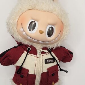 Labubu Doll Clothing Red and White Utility Style Hoodie.Clothing Only No Doll.